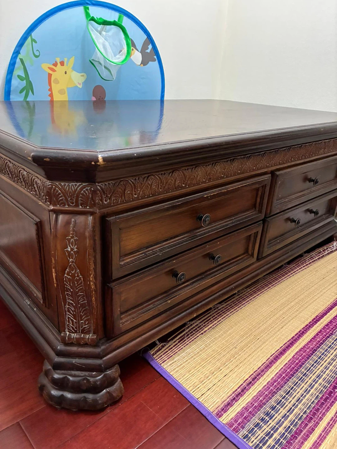 Dark wood coffee table with storage drawers - photo 2
