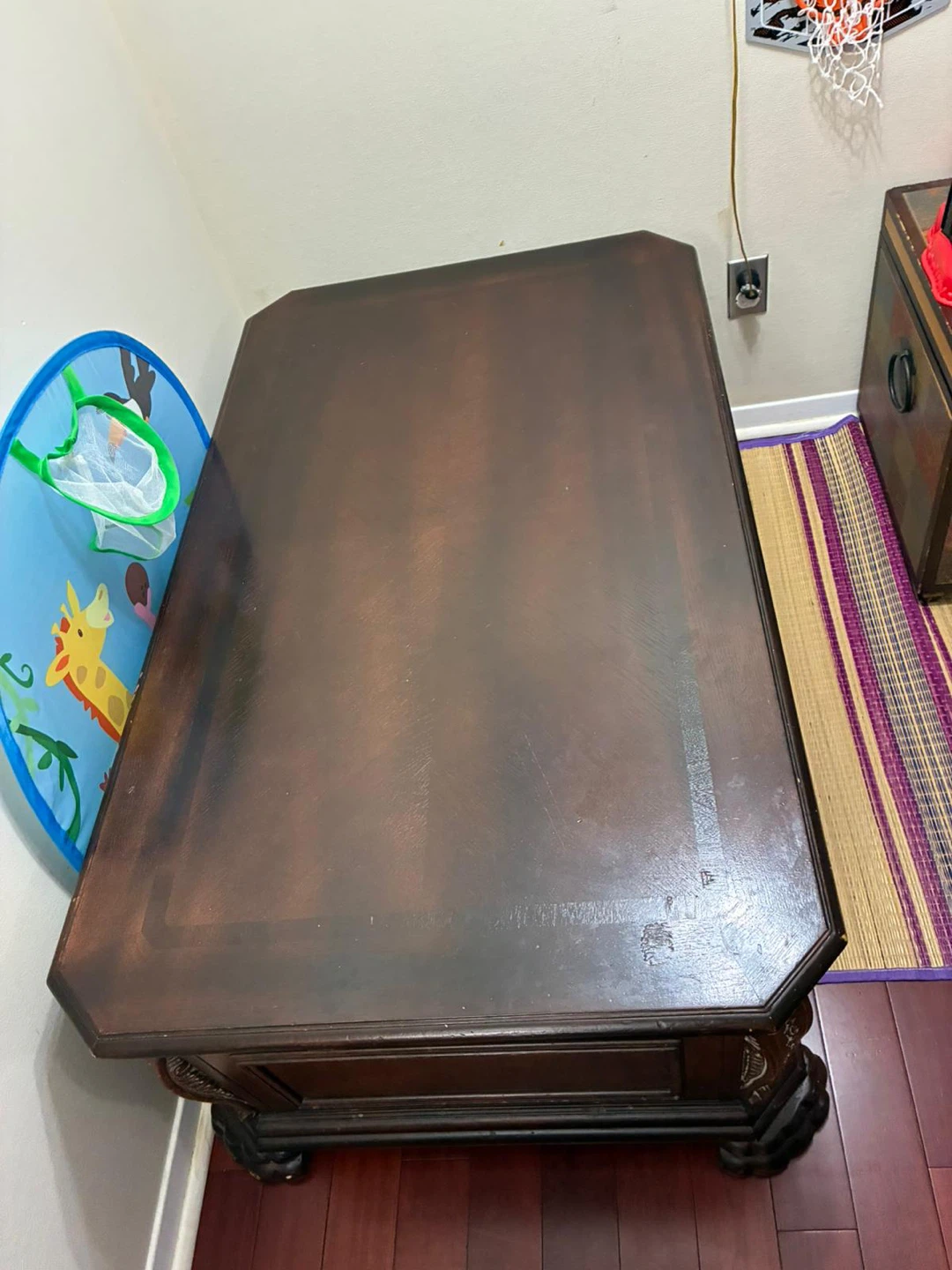 Dark wood coffee table with storage drawers - photo 5