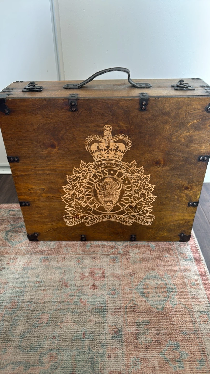 RCMP Wooden Storage Case and blanket