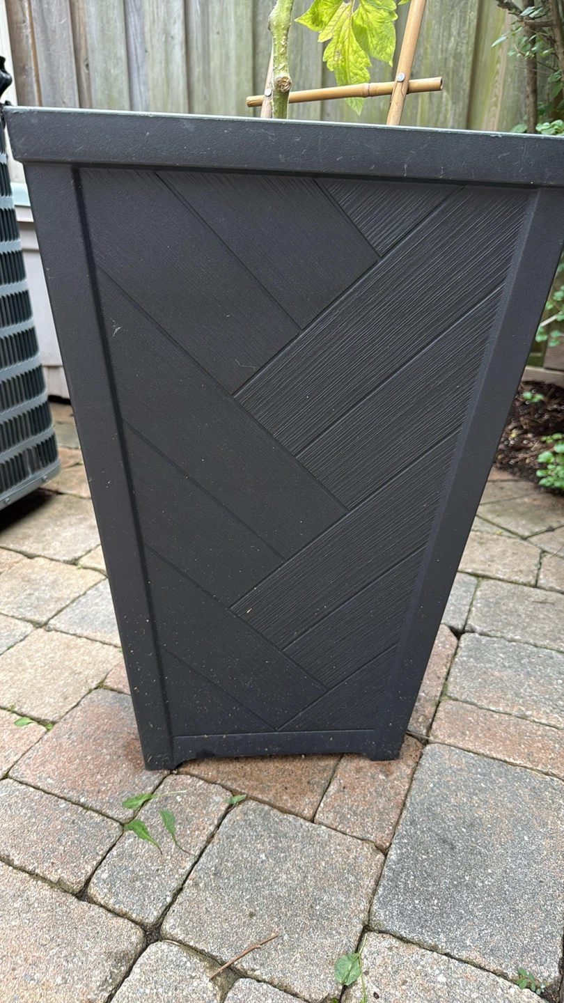 Black Herringbone Pattern Tall Planter