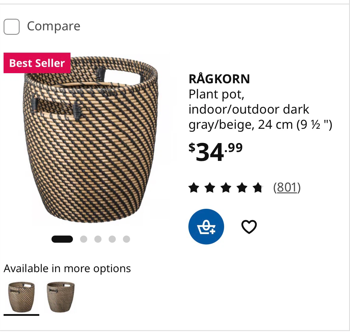 IKEA RÅGKORN Indoor/Outdoor Plant Pot