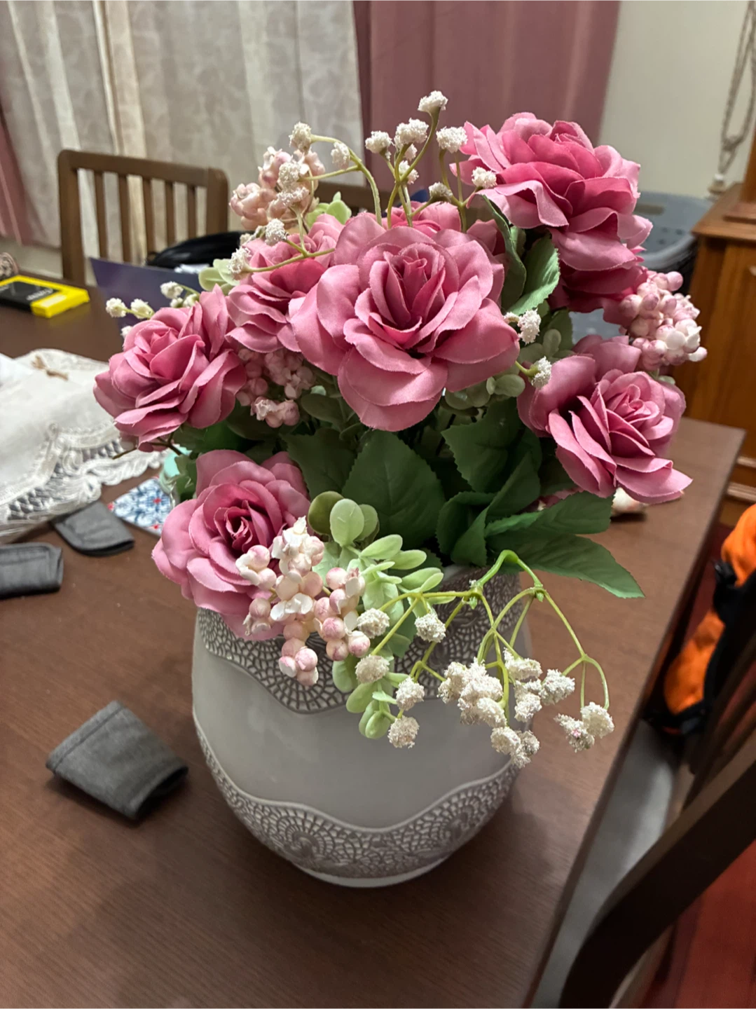 Artificial Rose Floral Arrangement with Vase - photo 3