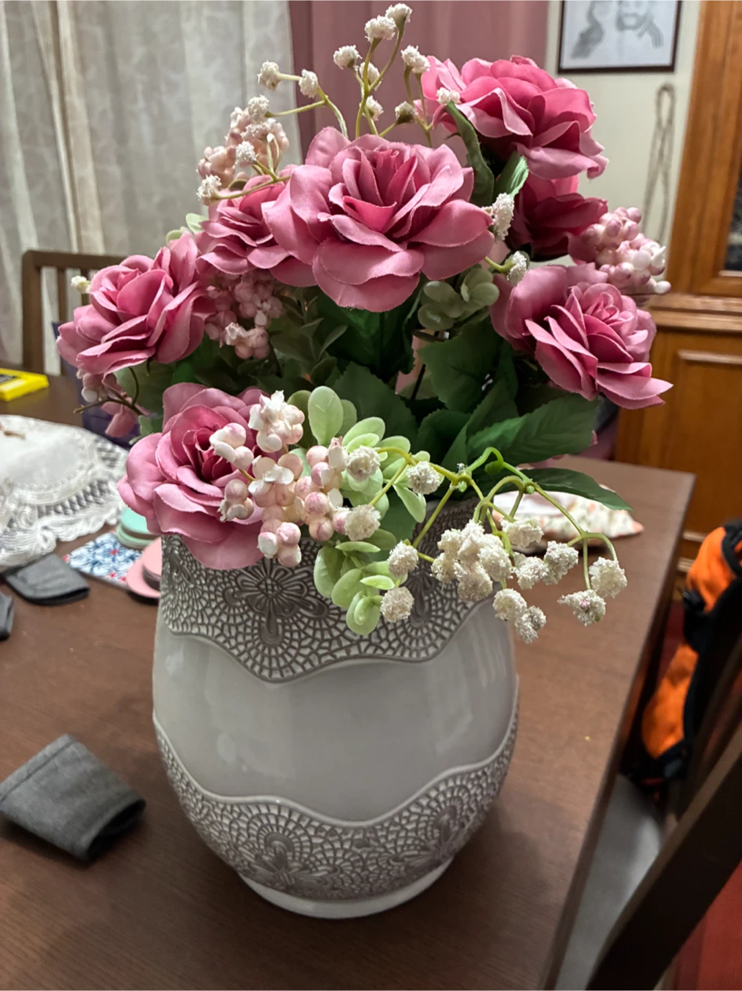 Artificial Rose Floral Arrangement with Vase - photo 4