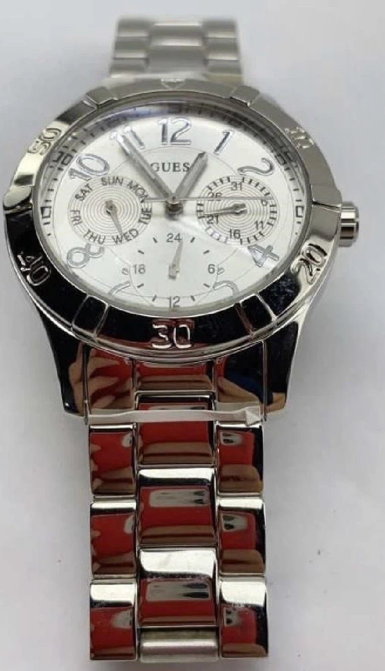 Guess Silver Tone Chronograph Watch