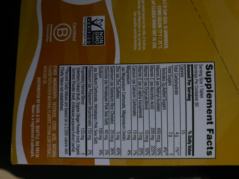 Nuun Daily Hydration Immunity Orange Citrus