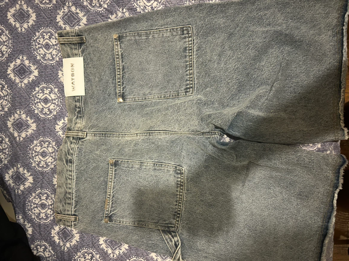 WATBON Light Wash Rhinestone Denim Shorts - photo 4
