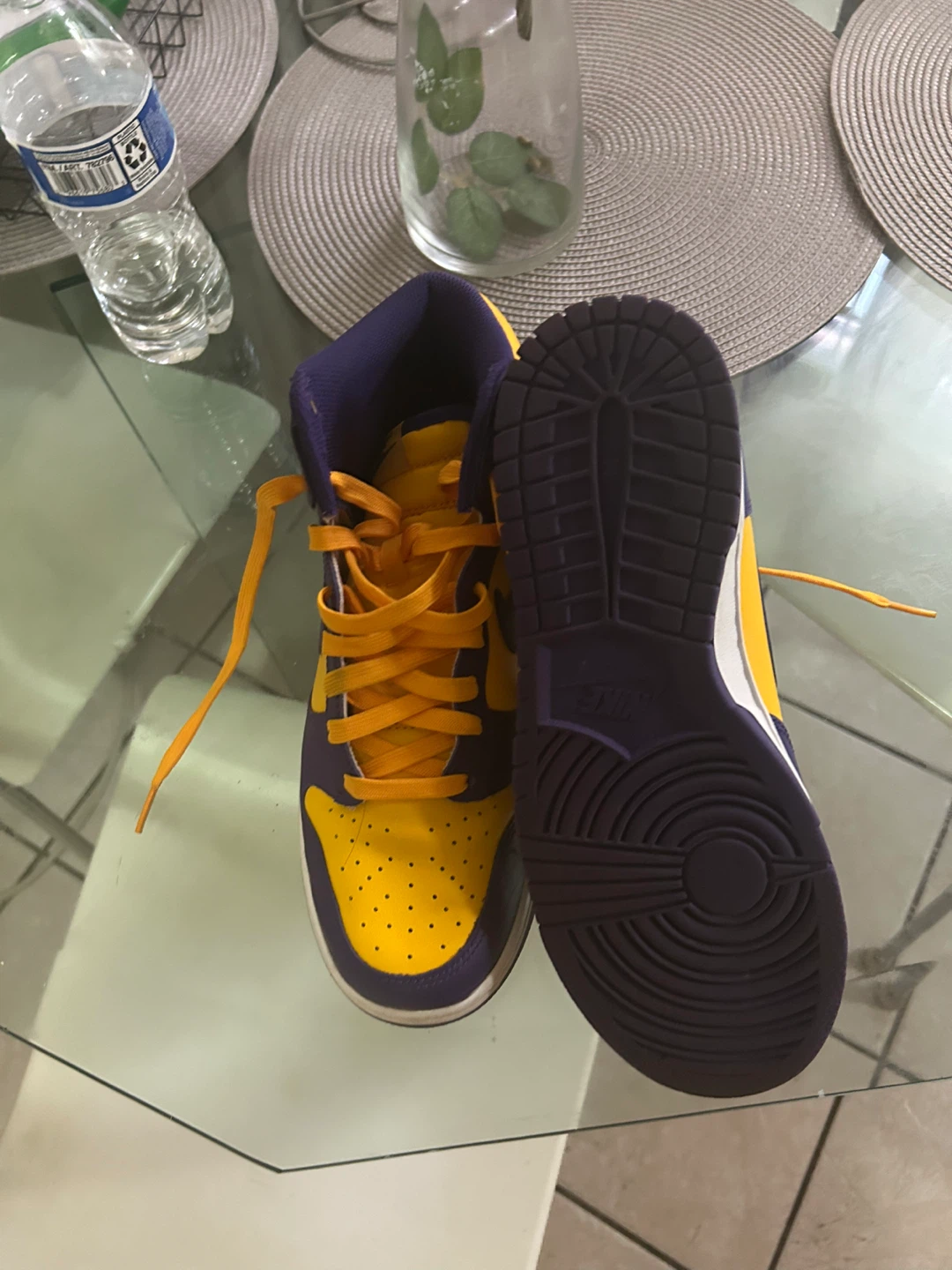 Nike Dunk High Lakers Purple and Gold Sneakers - photo 3