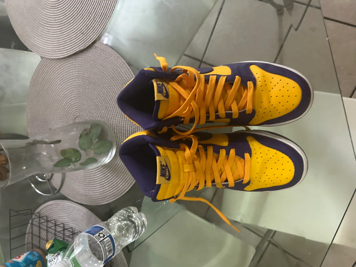 Nike Dunk High Lakers Purple and Gold Sneakers - photo 4