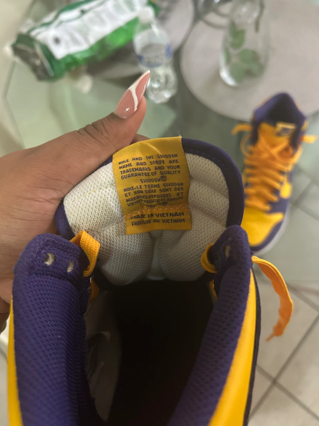 Nike Dunk High Lakers Purple and Gold Sneakers - photo 5