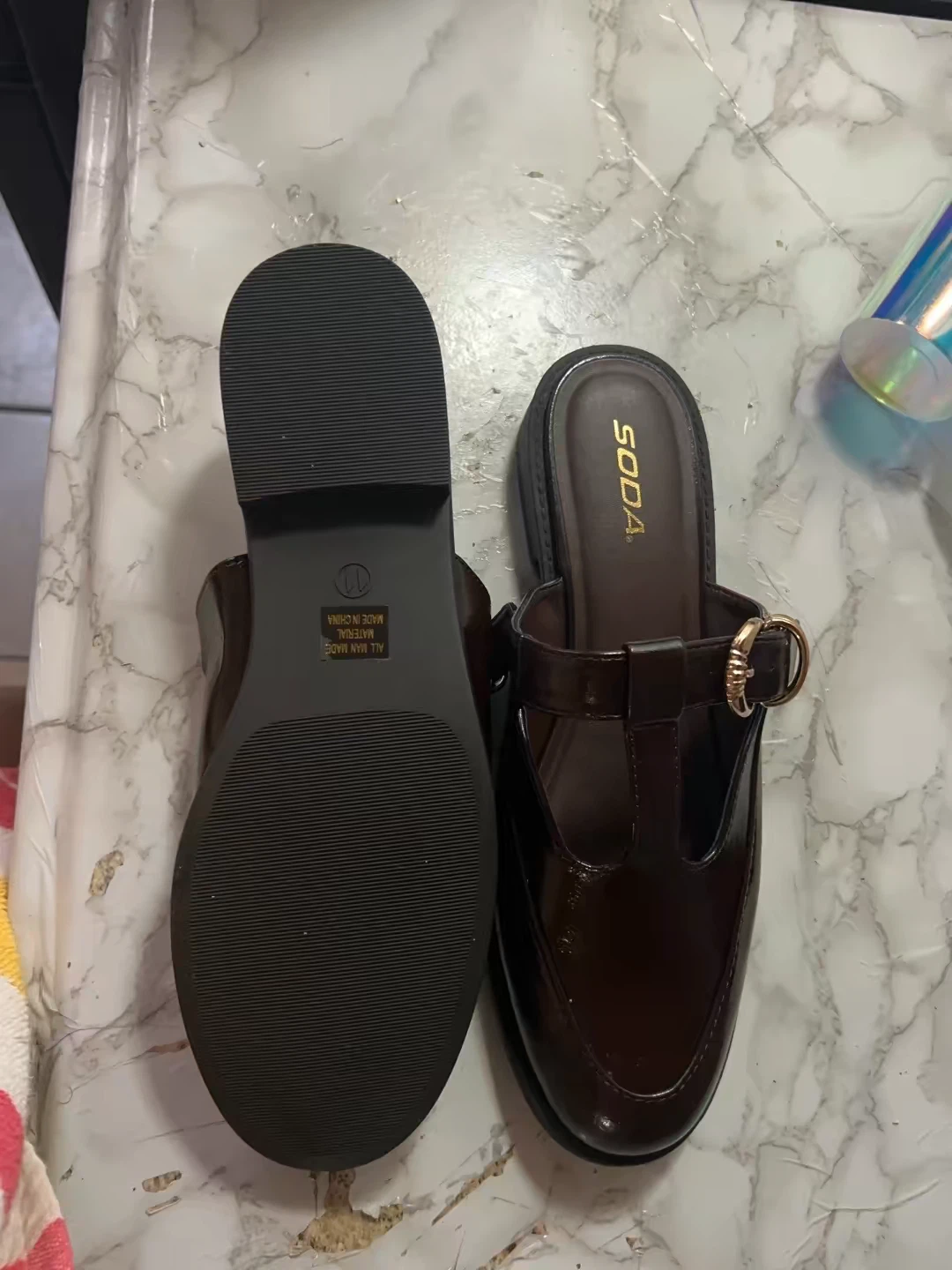 SODA brown patent mule shoes - photo 2