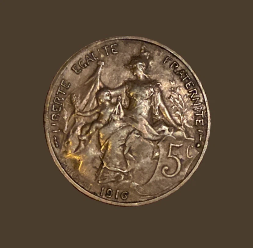 1916 French 5 Centimes Coin - photo 2