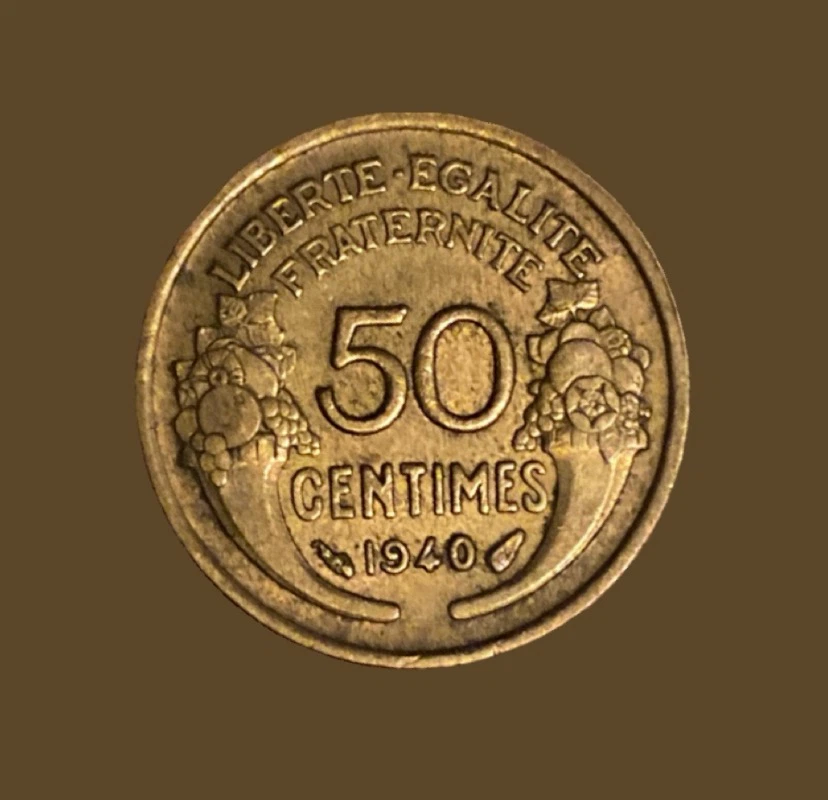 1940 French 50 Centimes Coin - photo 2