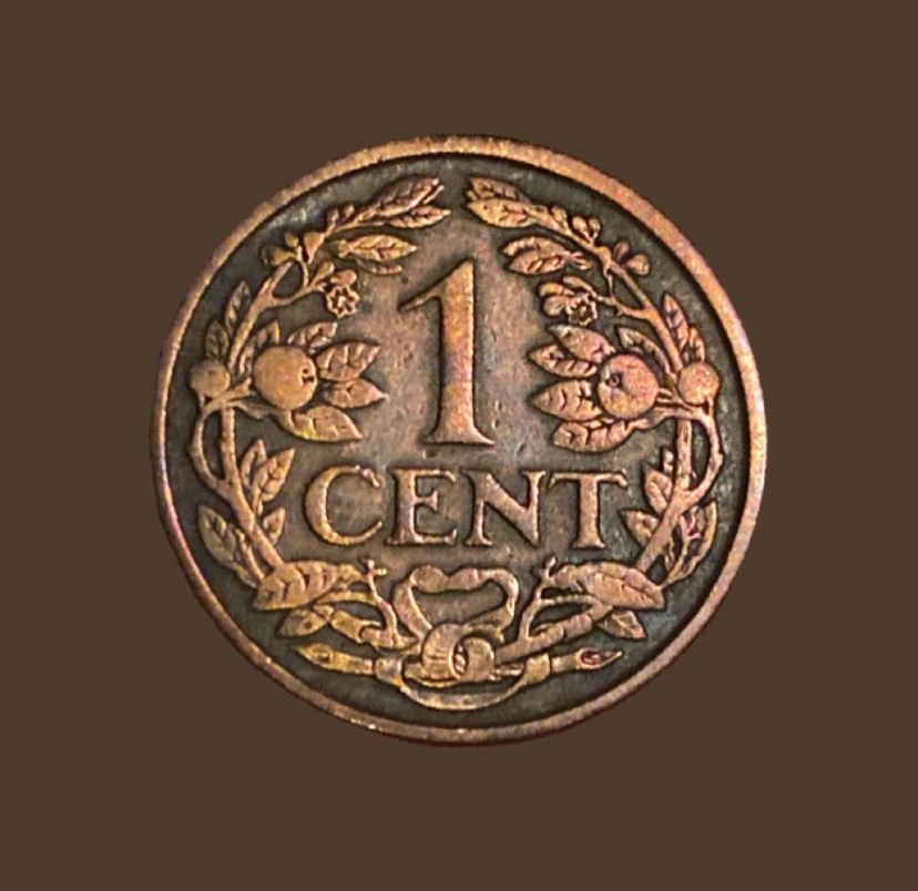 1929 Netherlands 1 Cent Coin - photo 2
