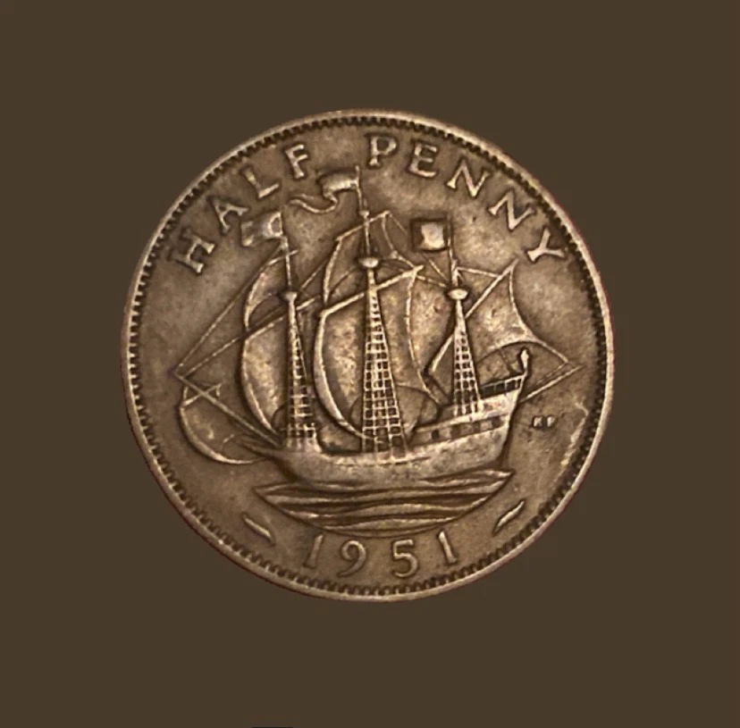 1951 British Half Penny Coin - photo 2