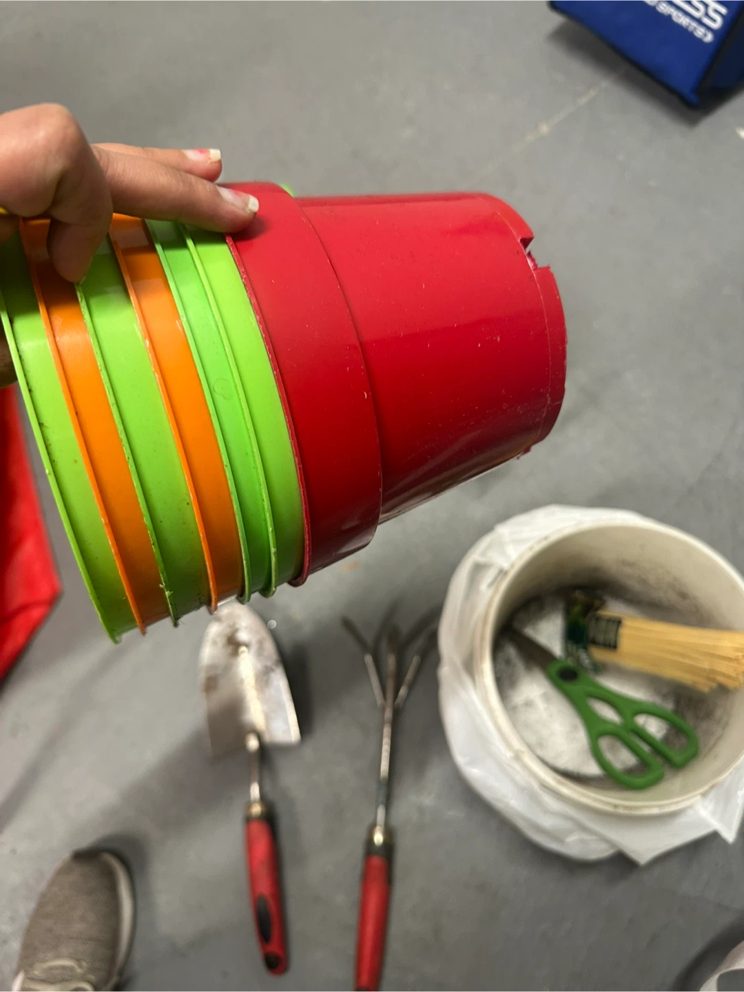 Gardening Tool Set with Plastic Pots