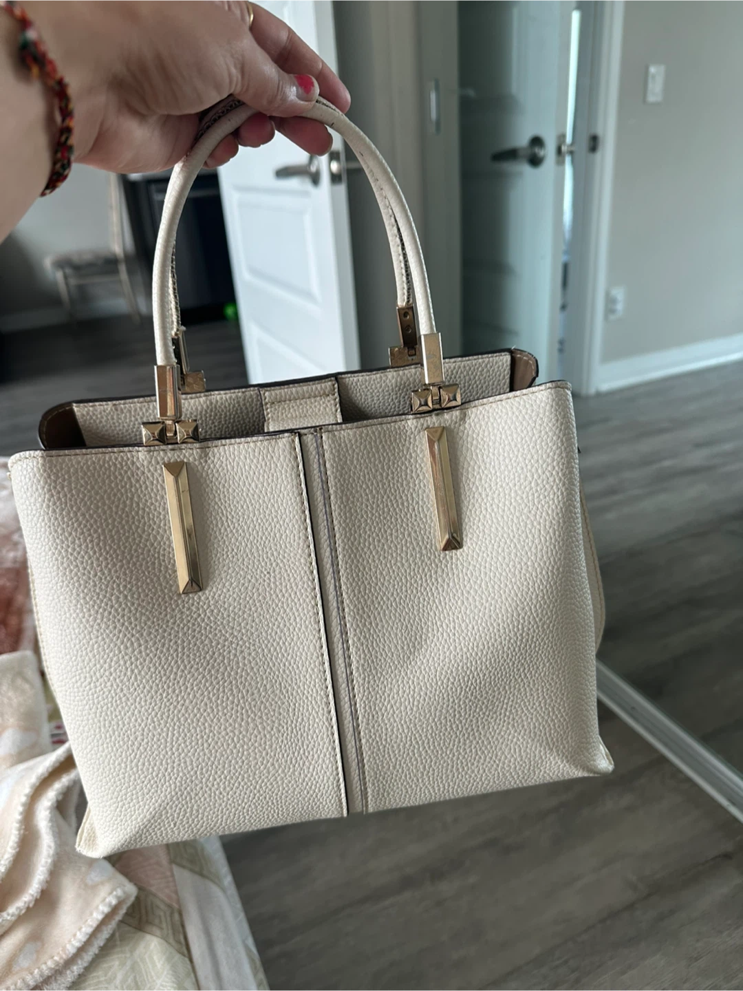 Aldo Cream Structured Handbag
