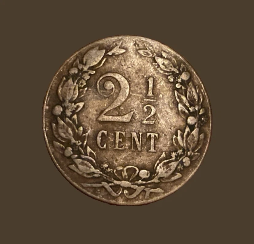 1905 Netherlands 2 1/2 Cent Coin - photo 2