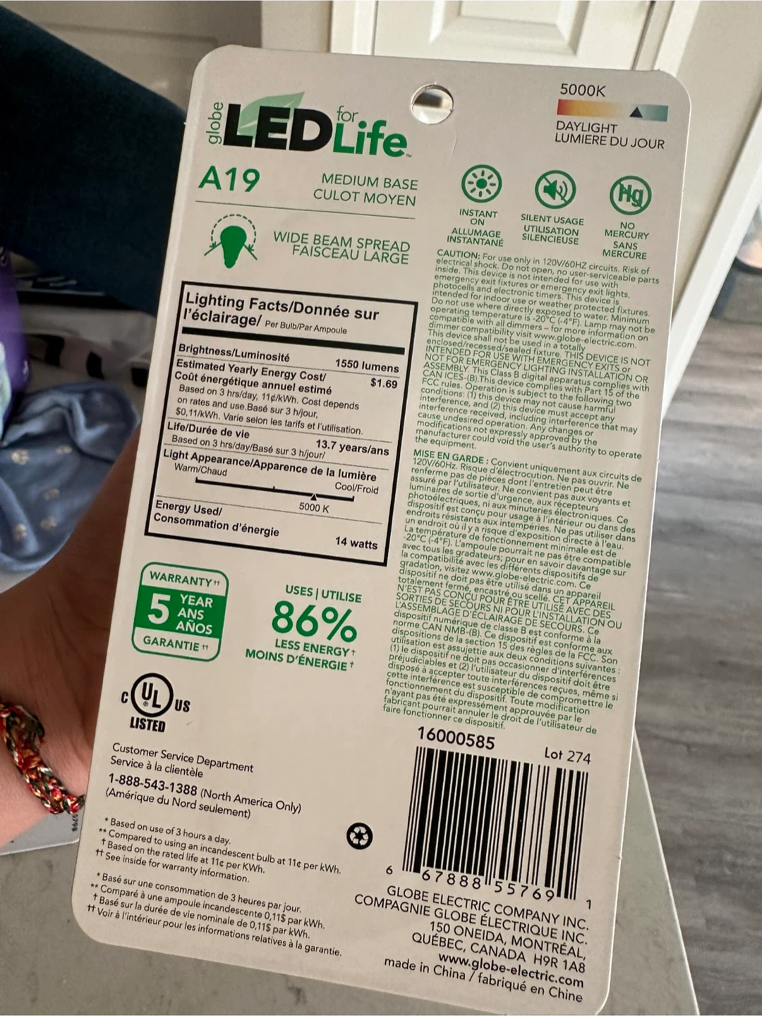 Globe LED A19 Light Bulbs