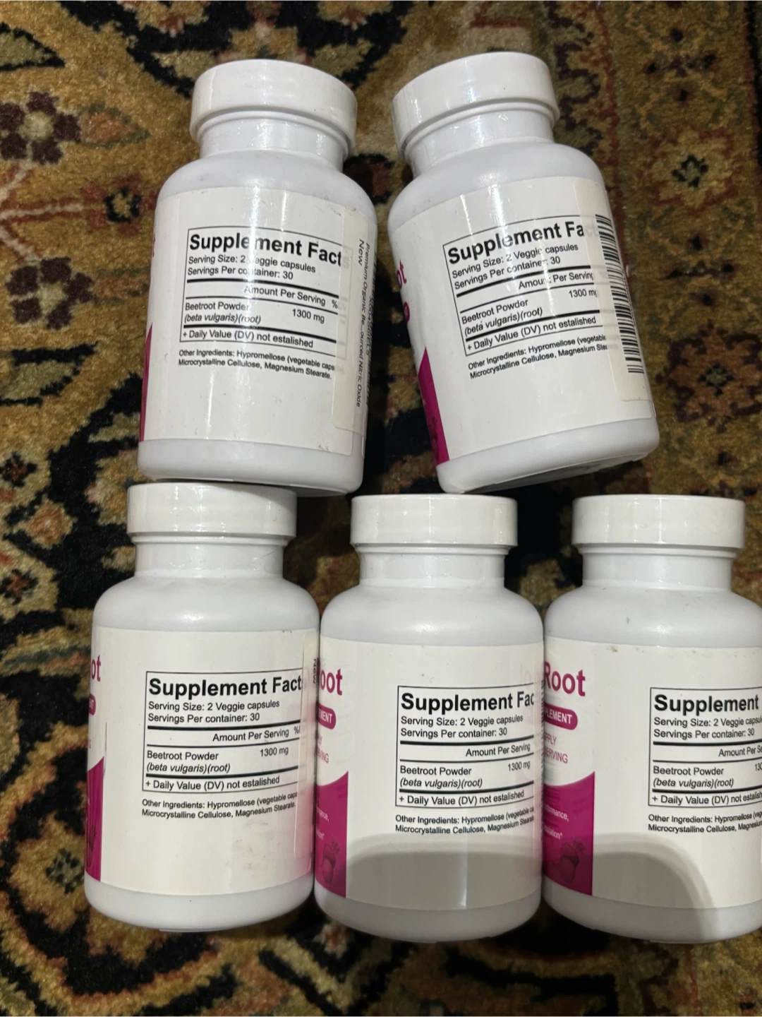 Five Beet Root Dietary Supplement Bottles - photo 2