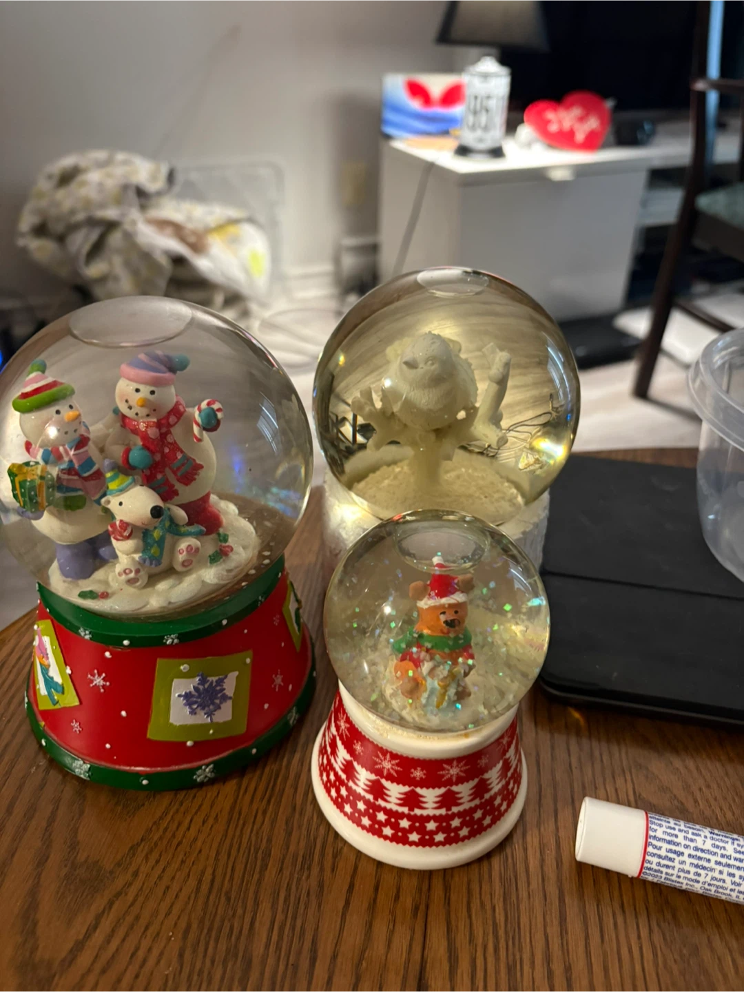 Set of Three Christmas Snow Globes