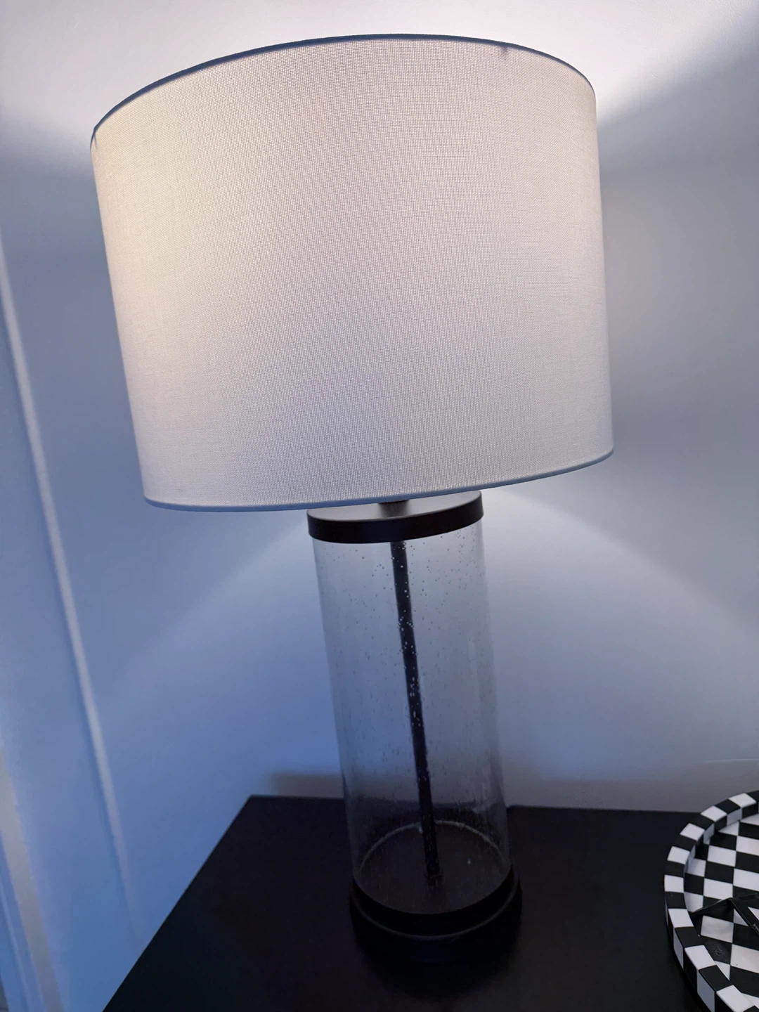 Set of 2 Clear Glass Cylinder Table Lamp