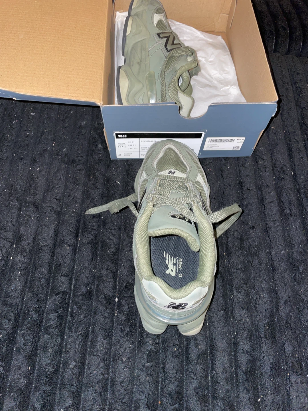 New Balance 9060 Green Sneakers, Size 11.5