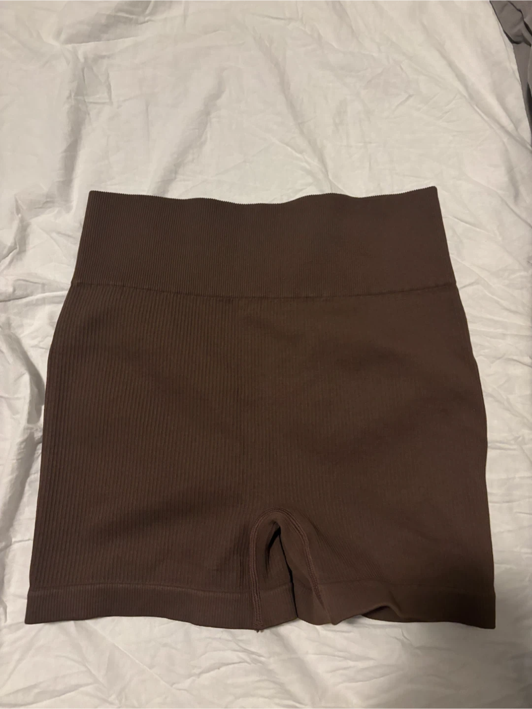 Brown Seamless Ruched Athletic Shorts