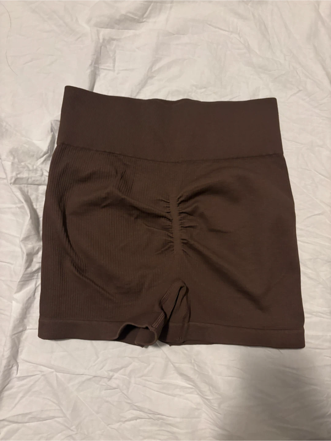 Brown Seamless Ruched Athletic Shorts - photo 2