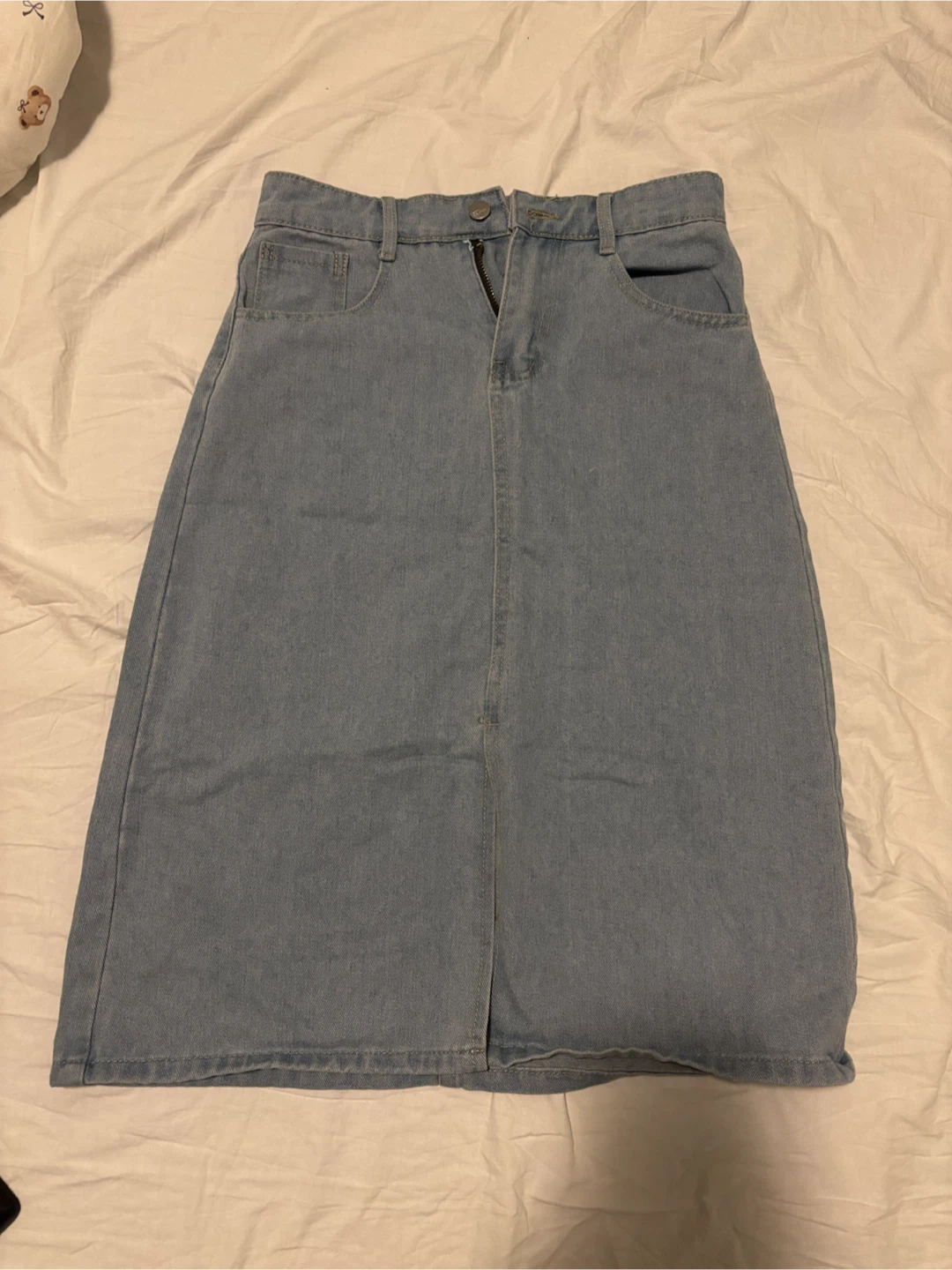 Light blue denim skirt