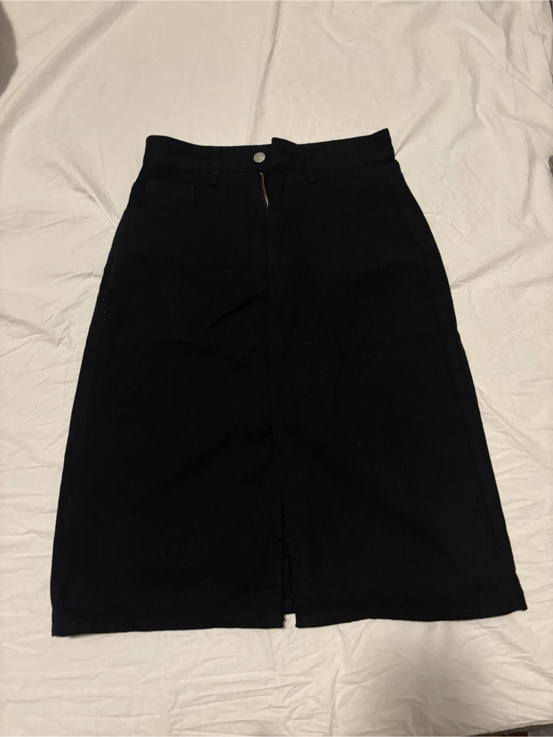 Black Denim Midi Skirt
