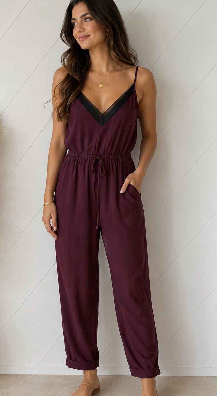 Trouvé Nordstrom Burgundy Jumpsuit Size S-M
