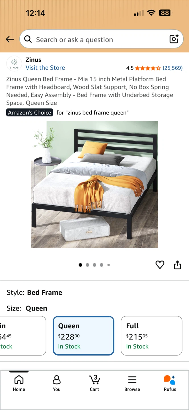 Zinus Mia Metal Platform Queen Bed Frame - photo 2