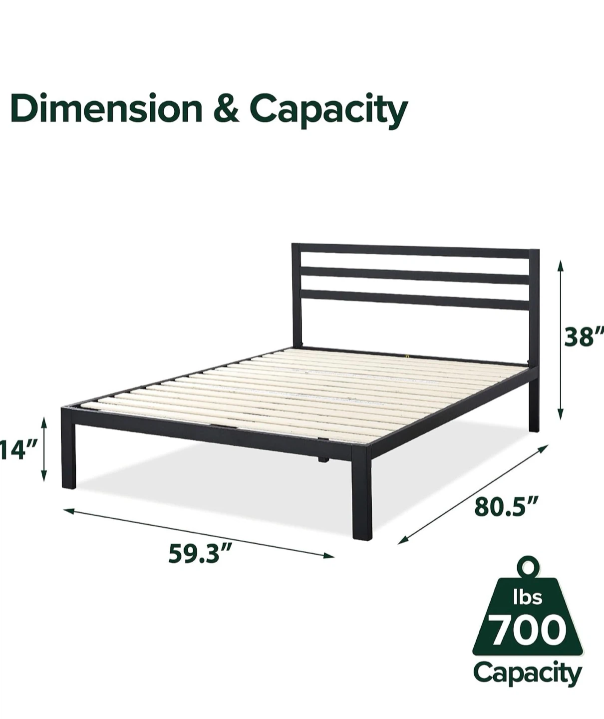 Zinus Mia Metal Platform Queen Bed Frame - photo 3