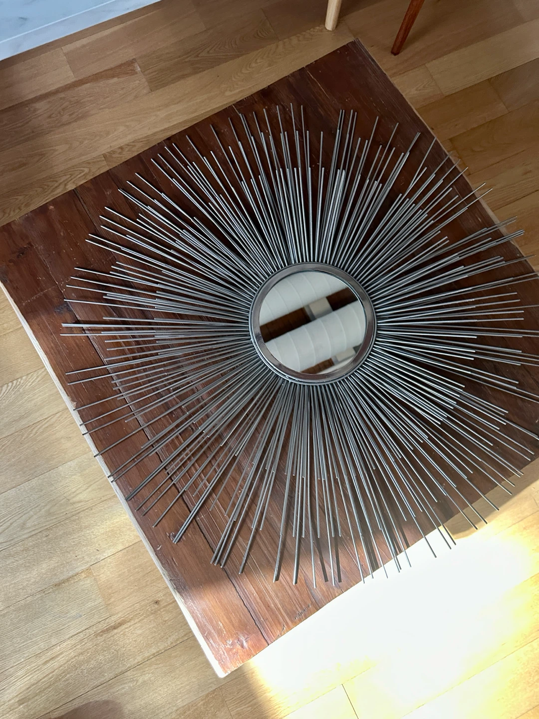 VINTAGE MCM STYLE STEEL STARBURST ACCENT WALL MIRROR - photo 4