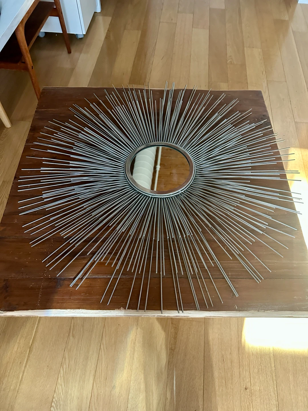 VINTAGE MCM STYLE STEEL STARBURST ACCENT WALL MIRROR - photo 5