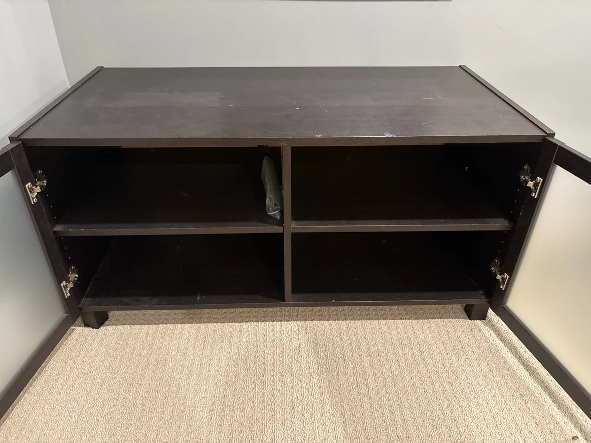 Dark Brown Media Console with Frosted Glass Doors - photo 2