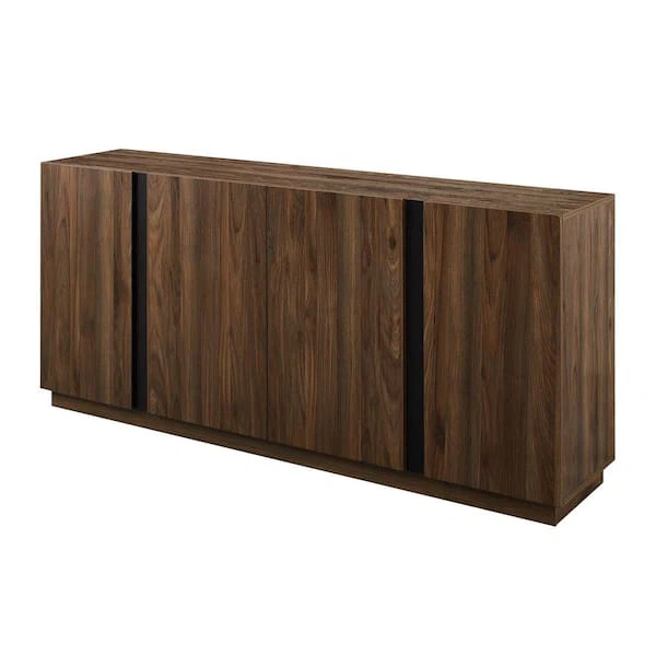 New Large Walnut Finish 4 Door Storage Sideboard Buffet Cabinet - photo 5