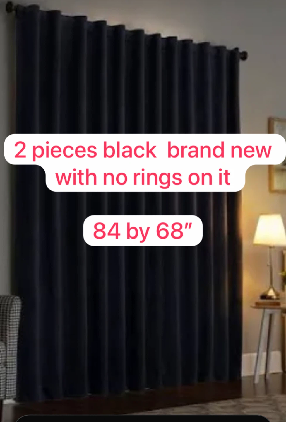 2 Black Curtains - 84" x 68" - photo 2