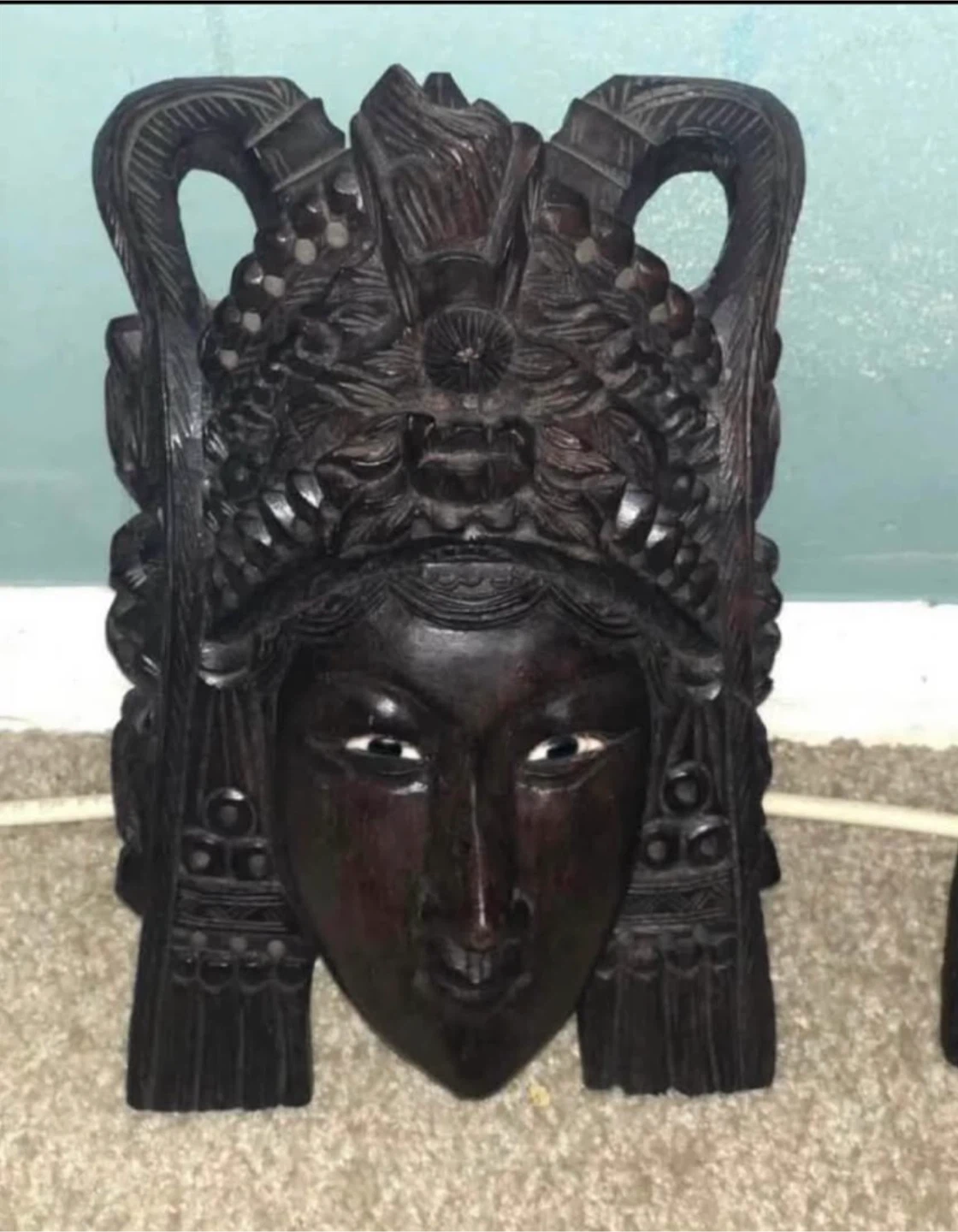 Vintage Hand-Carved Wooden Asian Masks - Set of 2 - photo 2