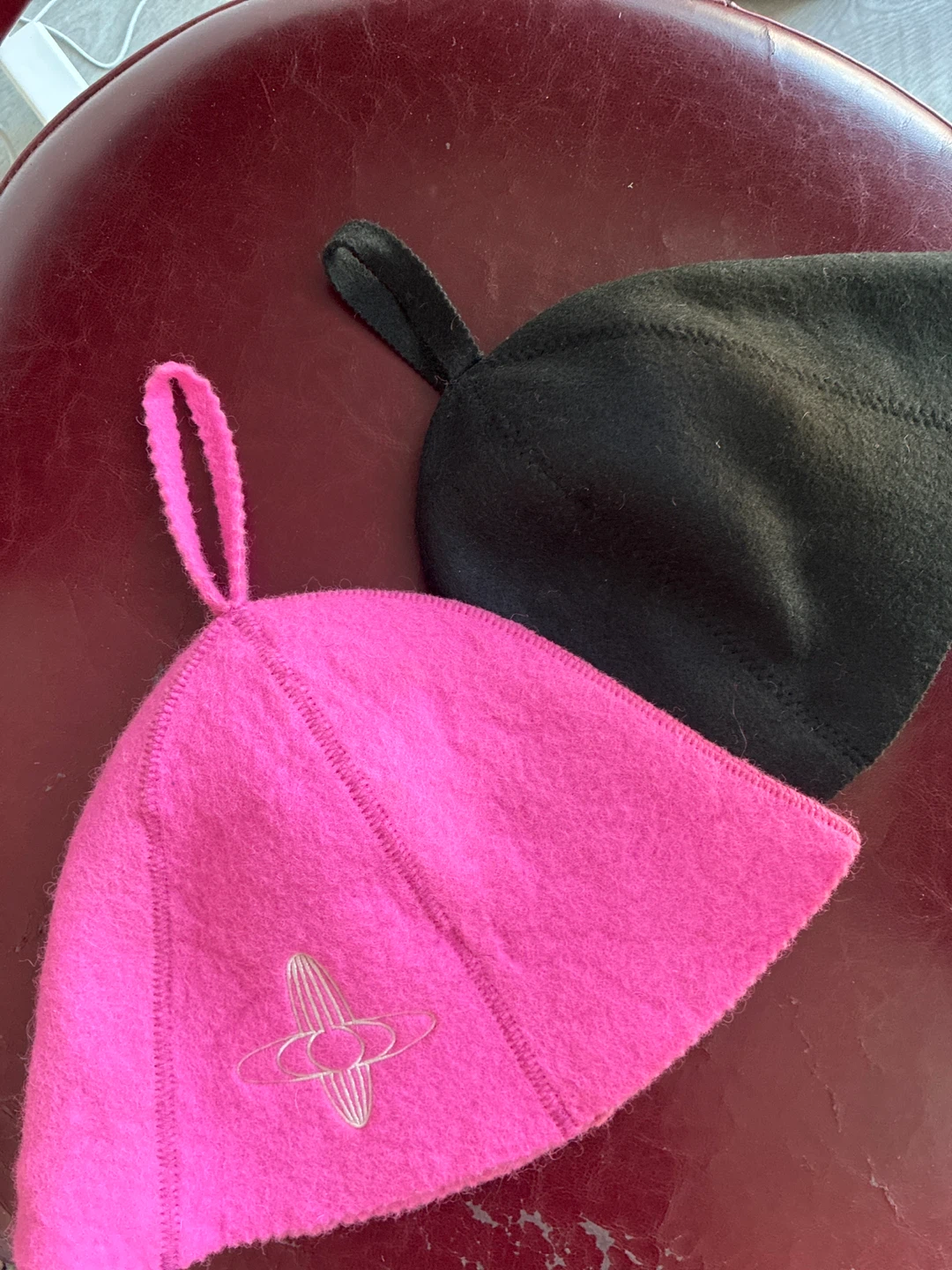Pink and Black Sauna Hats