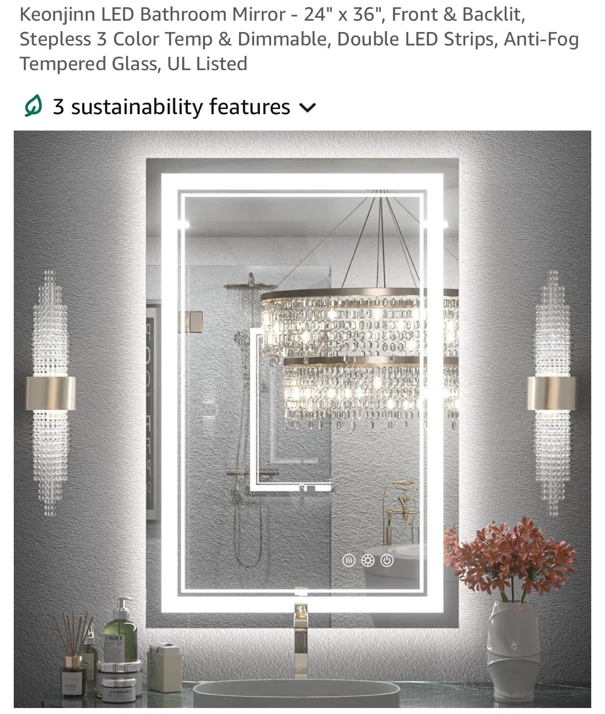 Keonjinn LED Bathroom Mirror 24x36