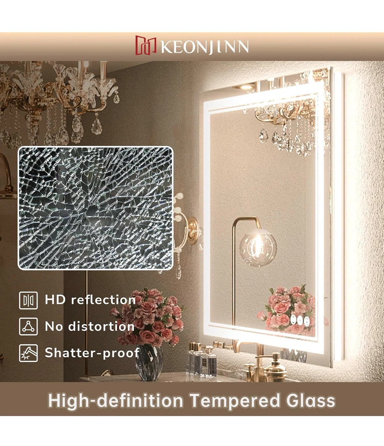Keonjinn LED Bathroom Mirror 24x36 - photo 4