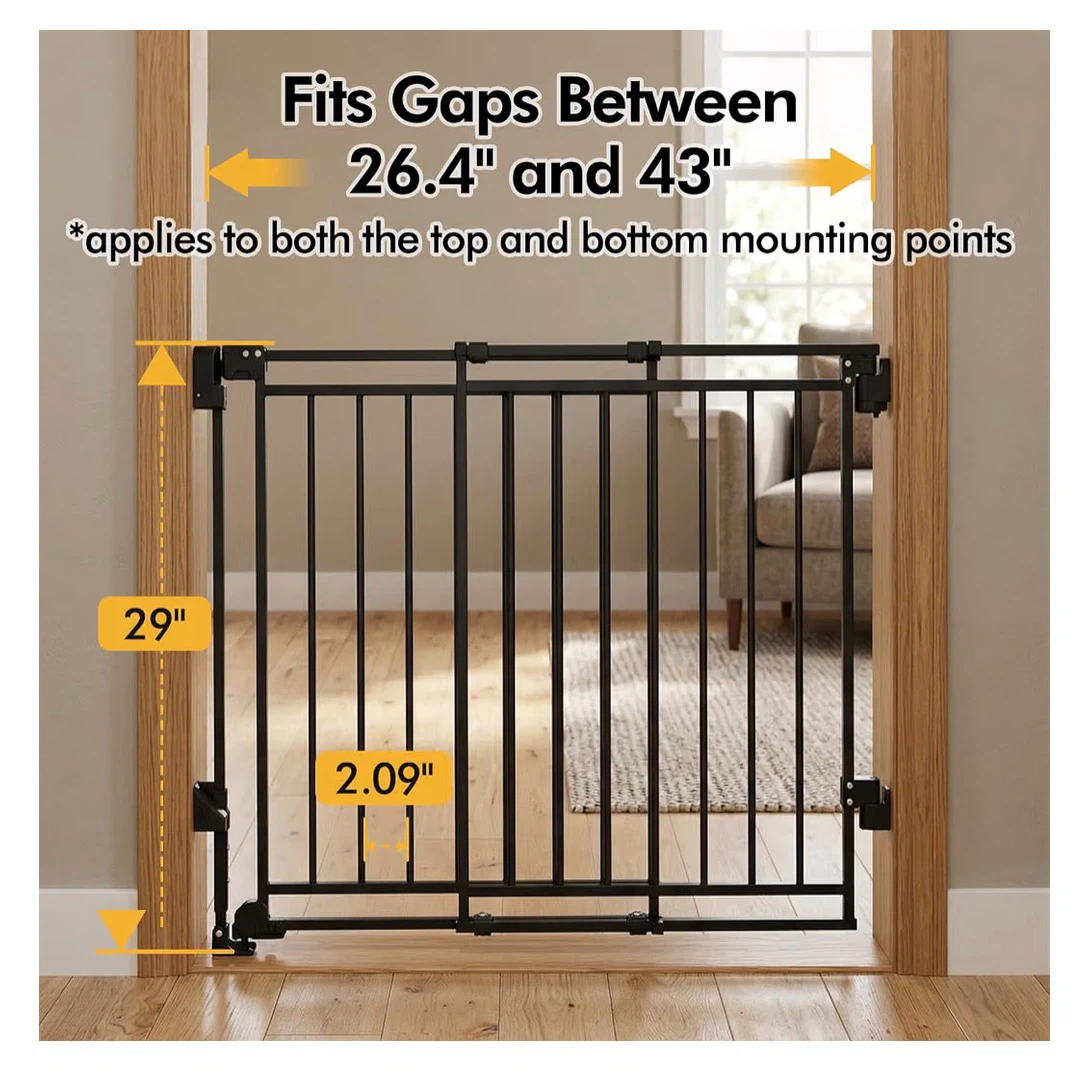 Hardware-Mounted Safety Gate, Black, 26.4"-43" - photo 2