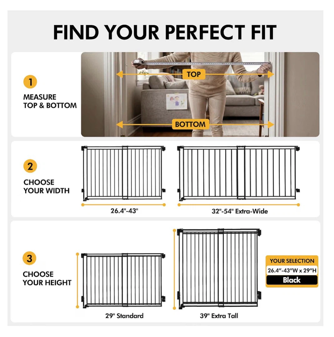 Hardware-Mounted Safety Gate, Black, 26.4"-43" - photo 3