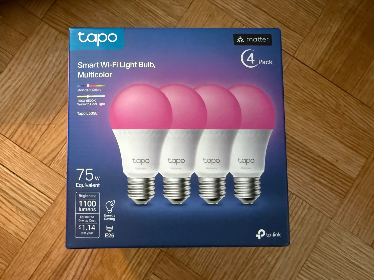 Tapo Smart Wi-Fi Multicolor Light Bulbs (4 Pack)