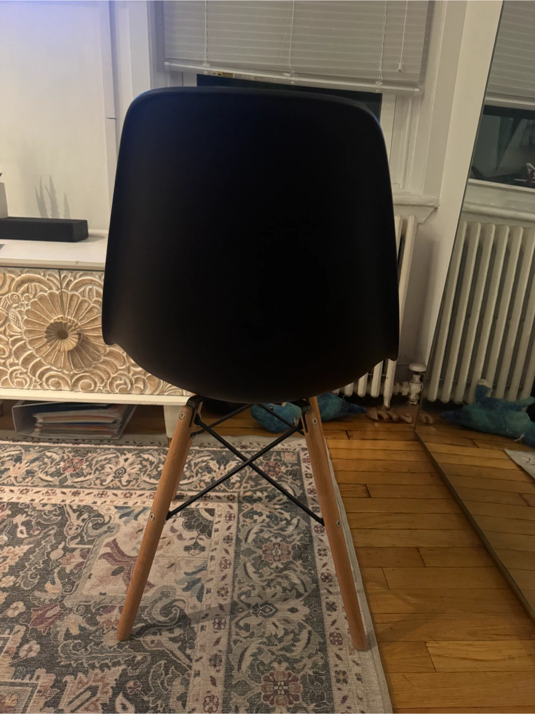 Black Plastic Dining Chair with Wood Legs - photo 3