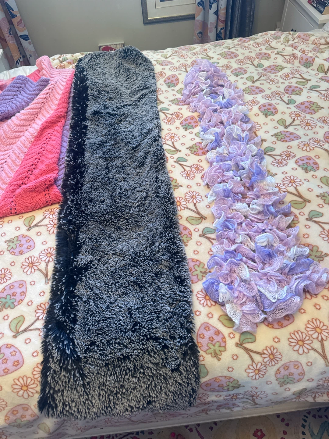Black Faux Fur Scarf