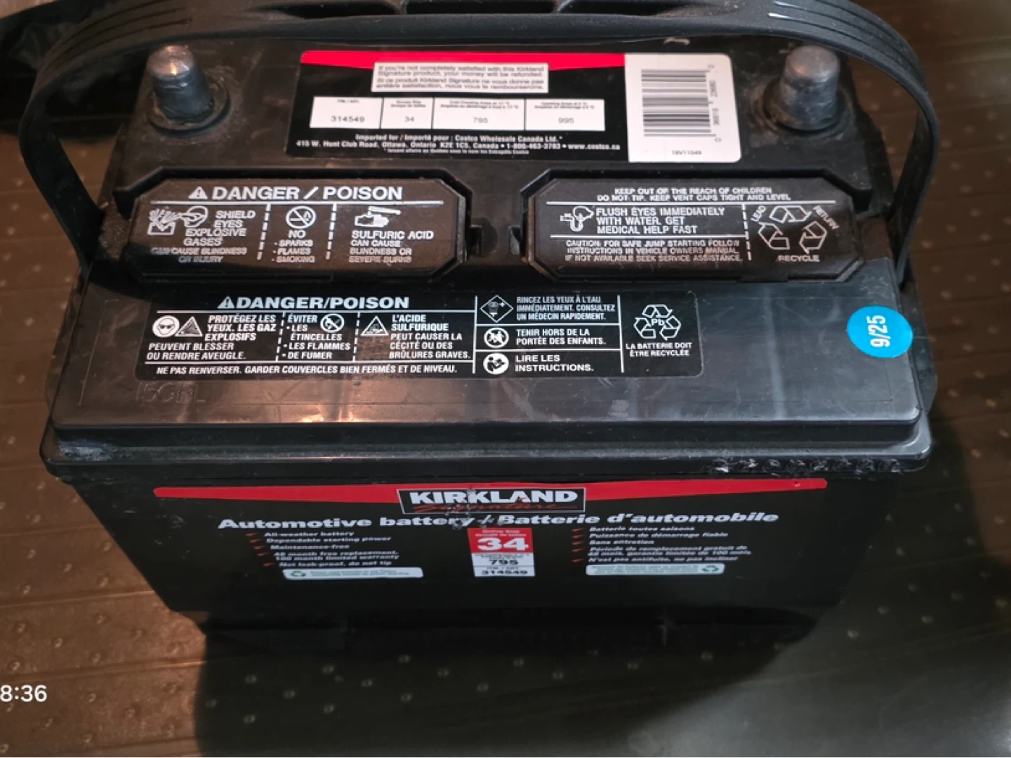 Kirkland Signature 12V Group Size 34 Automotive Battery - photo 2