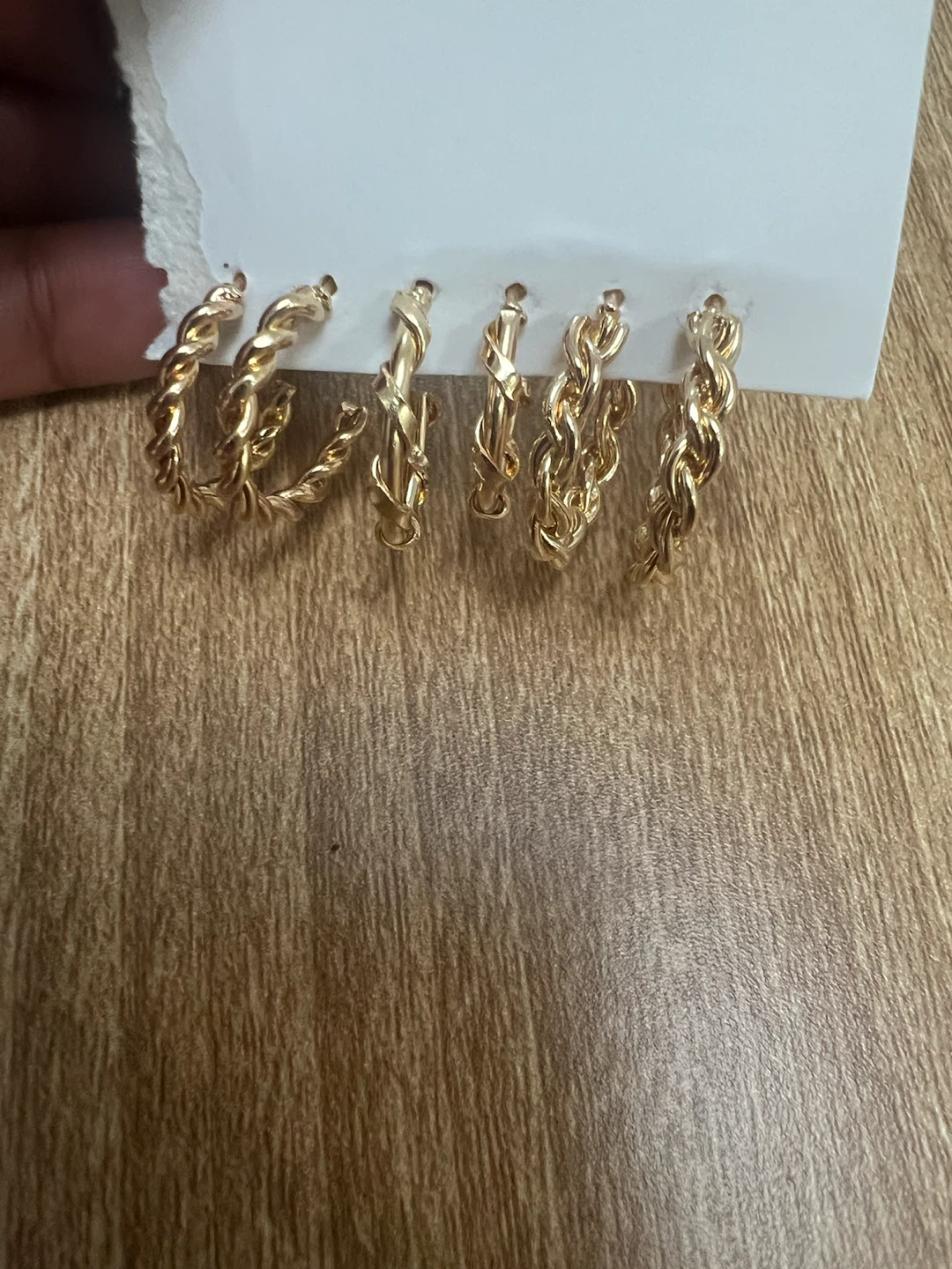 Set of 3 Gold Twisted Hoop Earrings