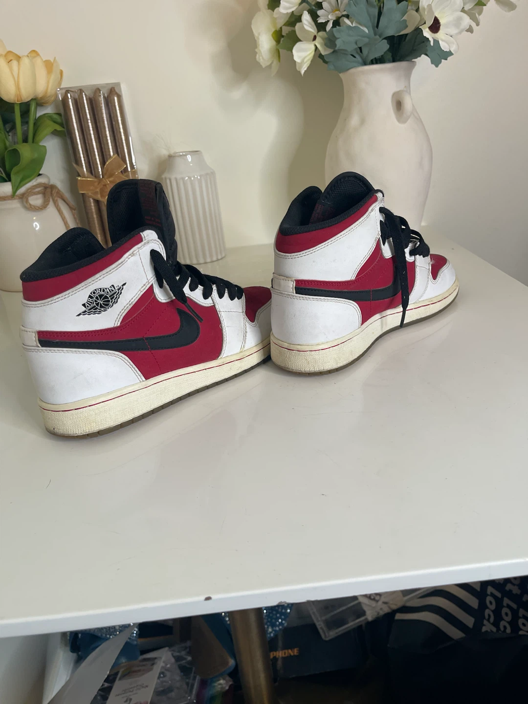 Nike Air Jordan 1 Mid White/Red/Black Size 5.5Y